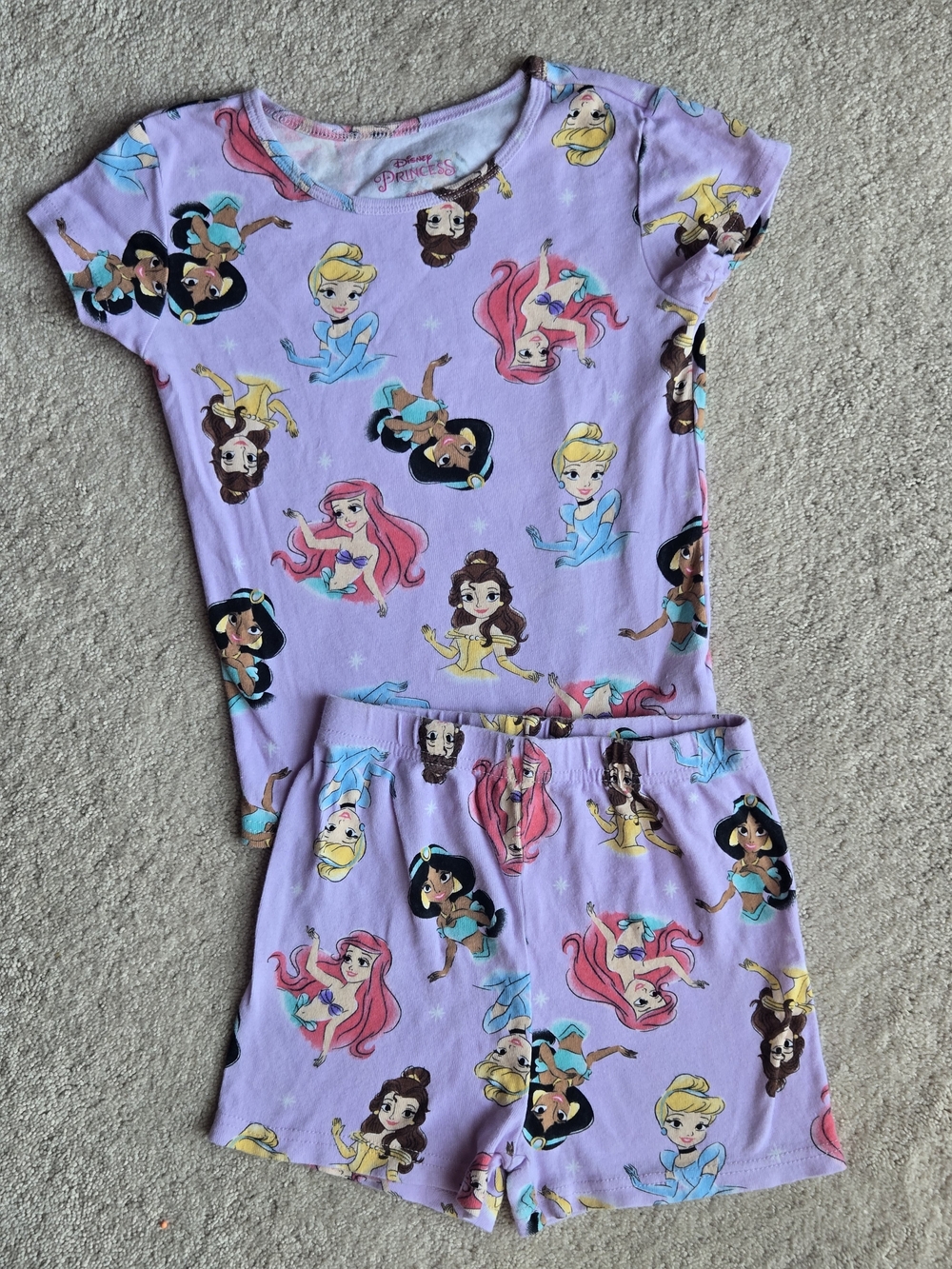 Girls' Lavender Disney Princess Short Pajama Set